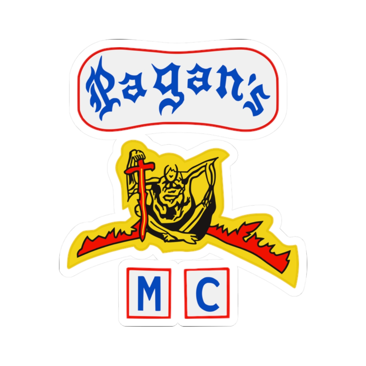 Pagan's MC logo Kiss-Cut Stickers | Outlaw Motorcycle Club decal set | Pagans MC - alternate angle 3, merchandise